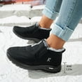 thumbnail image 2 of Womens Snow Boots Casual Furry Lined Slip on Booties Platform Loafers Antislip Winter Outdoor Walking Shoes Black Size 8, 2 of 6