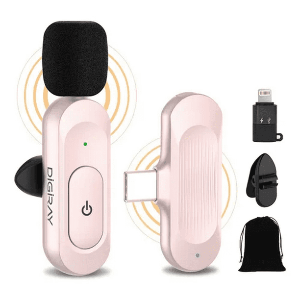 Micrófono De Solapa Inalámbrico Para Android iPhone iPad Rosa Malubero Malu1627
