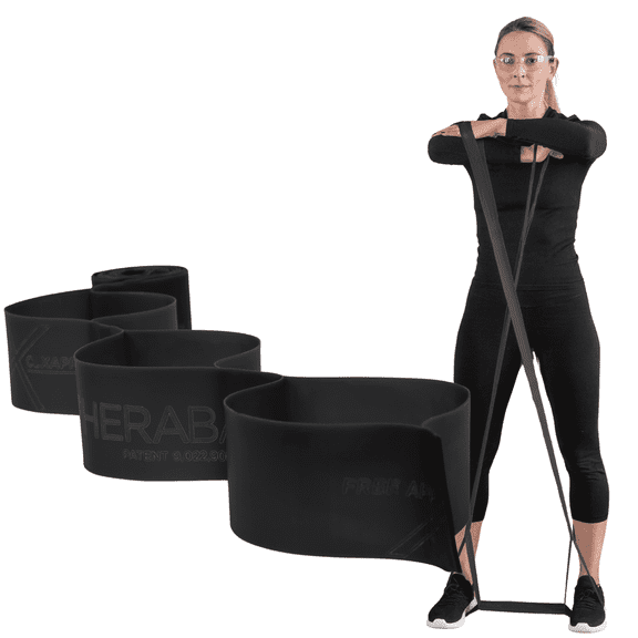THERABAND CLX Resistance Band with Loops, 5-Foot Band, Black, Special Heavy, Non-Latex, Elastic Band for Exercise, Mobility & Rehab, Stretching, Home Workouts, Color-Coded for Easy Resistance Levels