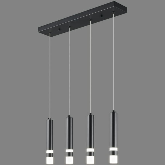 ZHLWIN 4-Light Dining Room Modern Pendant Light Kitchen Fixture Dimmable LED Black Mini Pendant Lighting for Kitchen Island Study Pendant Lights