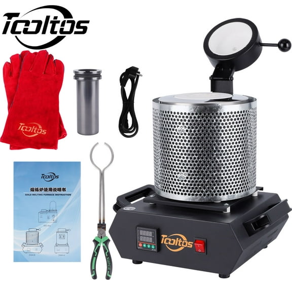 3KG 1800W Digital Melting Furnace – Automatic Gold Smelting Machine for Jewelry & Metal Recycling, 110V 2100℉ with Graphite Crucible & Anti-Scald Mesh