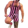 thumbnail image 2 of Wancir Mens Striped Wrestling Singlet Bodysuit One Piece Swimsuit Stretchy Base Layers Pajamas Leotard Athletic Jumpsuit, 2 of 6