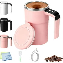 Self-Stirring Magnetic Coffee Cup with Temp Display, Rotating Intelligent Magnetic Mixing Spinning Cup Coffee Mug for Home Office, Rechargeable Cup Mixer for Milk and Other Beverages (Pink)