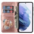 thumbnail image 3 of Jiahe Cover For Samsung Galaxy S23 Ultra,6.8 inch Case with Wallet Card Holder,Bling Glitter Flip Leather Magnetic Kickstand Zipper Purse with Wrist Strap Case Cover,Rosegold, 3 of 7