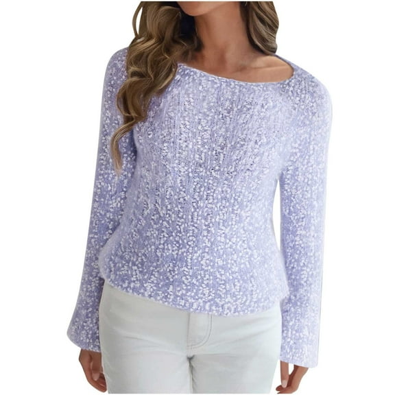 qelini Off the Shoulder Sweaters for Women Boat Neck Pullover Sweaters Solid Long Sleeve Tops Thermal Warm Blouses