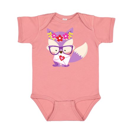 

Inktastic Valentine s Day Fox Fox With Glasses Flowers Gift Baby Boy or Baby Girl Bodysuit
