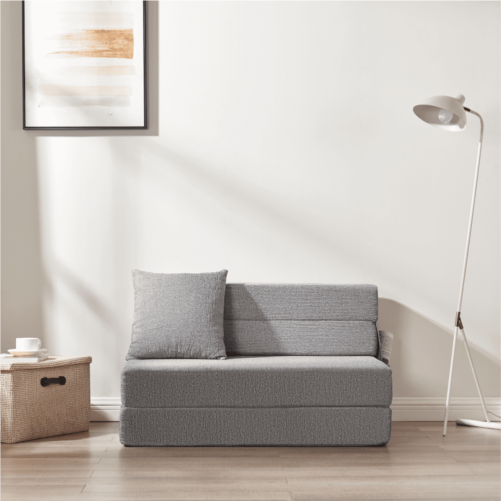 Z hom Folding Sofa Bed Adjustable 6 Floor Couch Memory Foam Mattress Convertible Sleeper Chair with Pillow Washable Cover Twin Size Adult Ligth Grey Walmart