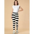 thumbnail image 2 of Allegra K Las polainas del traje de la Navidad de las mujeres imprimieron los pantalones del estribo de la yoga de la cintura elástica de la cintura alta Rayas blancas negras M, 2 of 6