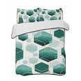 thumbnail image 2 of Turquoise Marble Full Size Down Alternative Comforter, Lightweight Comforter Quilt Bedding Set with Pillow Shams Gold White Geometric Hexagon Modern All Seasons Bed Comforter Duvet Insert 78"x90", 2 of 7