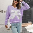 thumbnail image 4 of Vedolay Pullover Sweaters for Women 2023 Fall Casual Oversized Lapel Collar V Neck Long Sleeve Pullover Sweaters,Purple M, 4 of 5