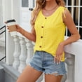 thumbnail image 7 of FAIWAD Summer Tank Tops for Women Sleeveless Drawstring Shoulder Tops Casual Button Front Camisoles Blouses, 7 of 7