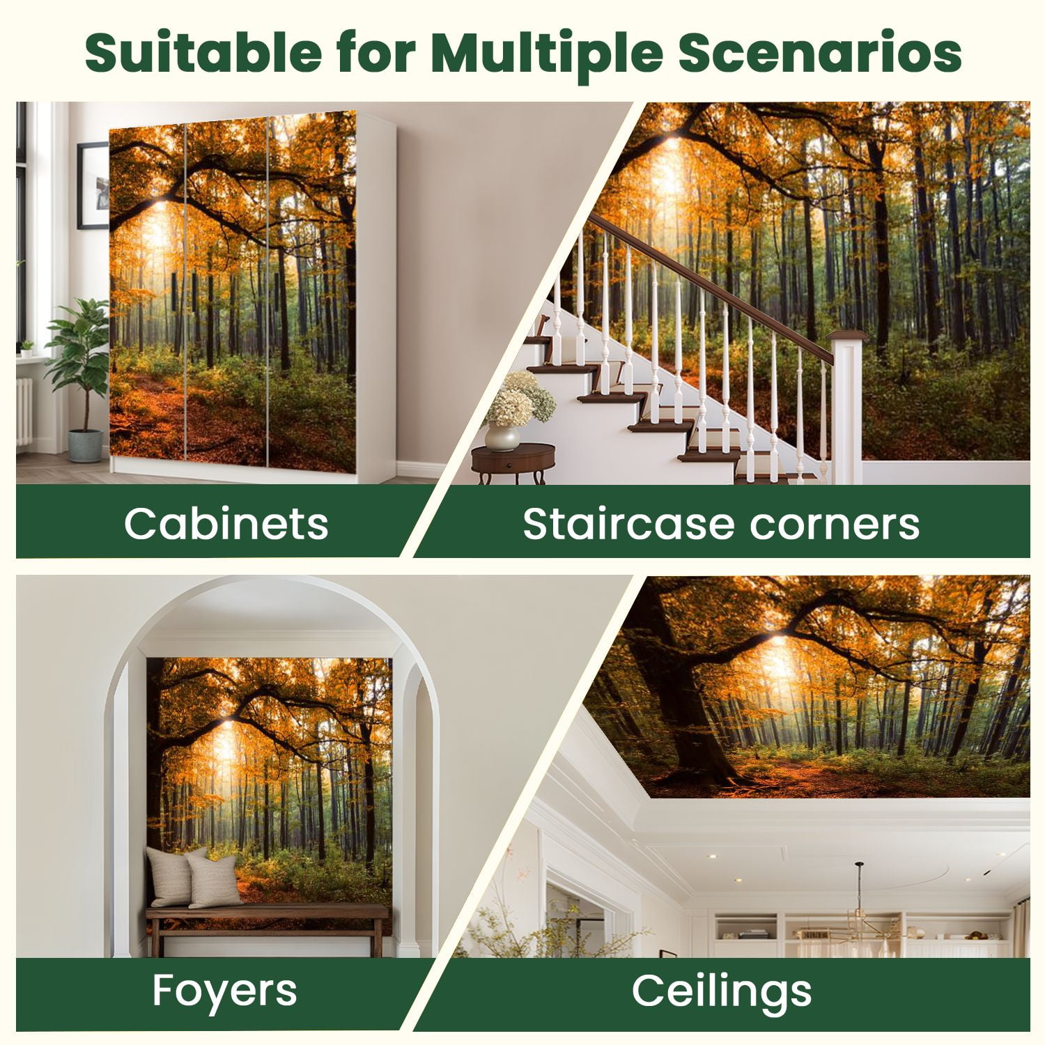 Peel and Stick Wallpaper Forest Modern Art Wall Mural Decor Self Adhesive and Removable 100in x 144in