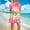 A03-Multicolor, variant on CALAFEBILA Sundresses for Women 2025 Short Sleeve Tie Dye Mini Sun Dress Pleated Short Dresses for Junior