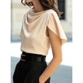 thumbnail image 6 of Women's Short Sleeve Cowl Neck Dressy Shirts Clothes Outfits Tops for Casual Summer Color XL, 6 of 7