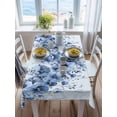 thumbnail image 3 of Blue Blooms Floral Rectangle Tablecloth, Spring Flowers Botanical Blue Ombre Waterproof & StainResistant Tablecloth, Washable Oil-proof Table Cover for Dining/Party/Wedding/Camping/Buffet 52x70 In, 3 of 9