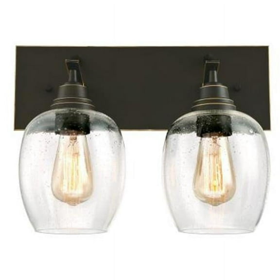 Westinghouse Eldon Two-Light Indoor Wall Fixture, Oil Rubbed Bronze Finish with Highlights and Clear Seeded Glass