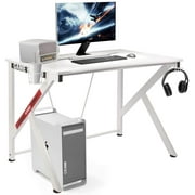 FUNKOCO K-Shaped 42 inch Computer Gaming Desk White Smooth PVC Pattern
