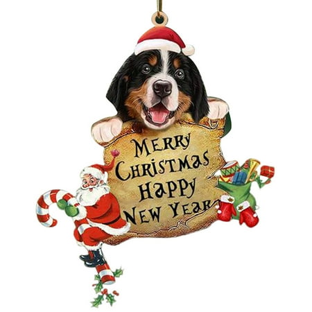 

Mightlink Christmas Tree Ornament Merry Christmas Happy New Year with Rope Dangling Anti-fade Decorative Acrylic Home Decor Hanging Xmas Dog Puppy Pendant for Christmas