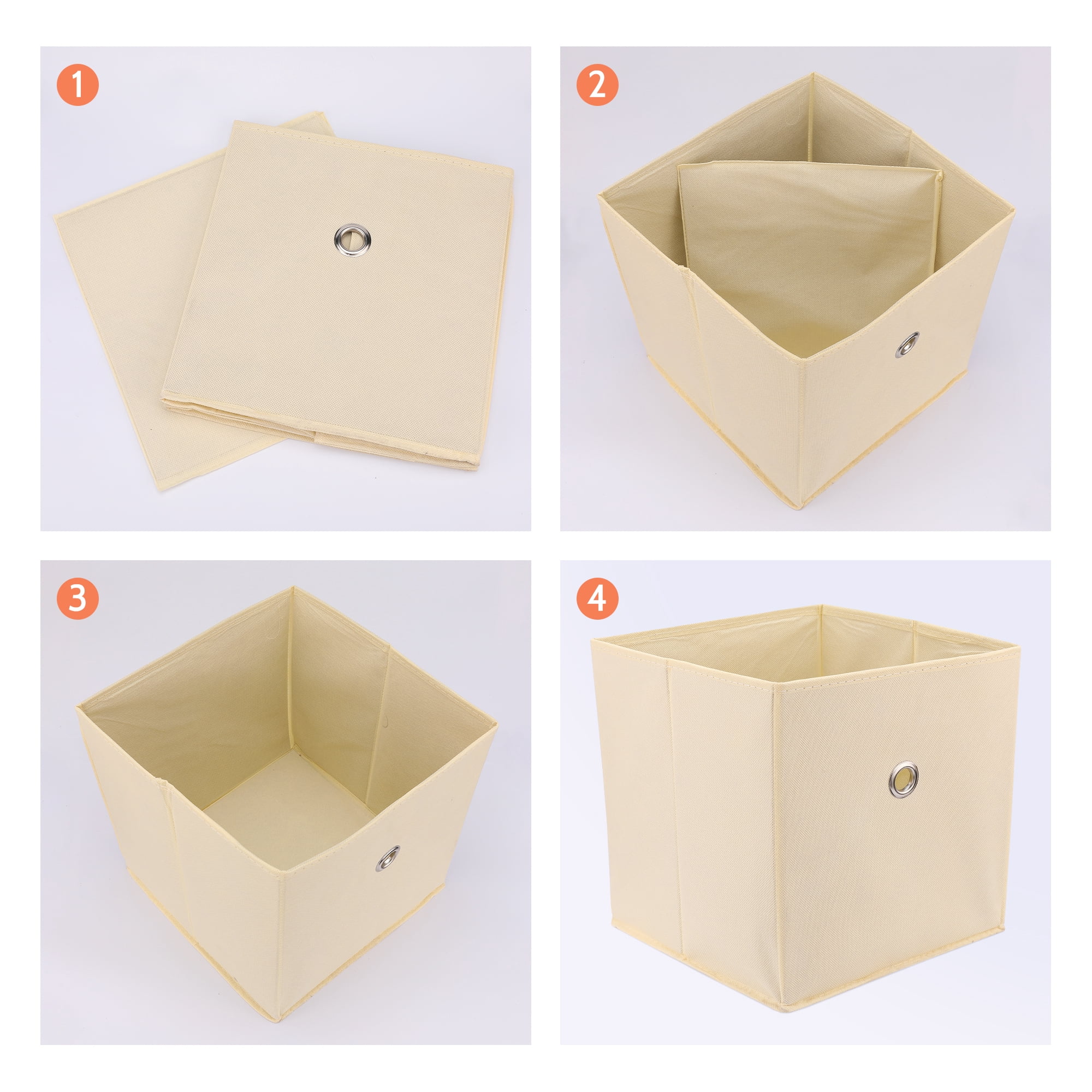 Unique Bargains Fabric Storage Bin for Shelves Closet Beige 11*11*11in