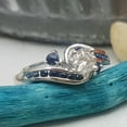 thumbnail image 4 of Dazzlingrock Collection 10K Round Blue Sapphire And White Diamond Swirl Bridal Engagement Ring Set, White Gold, Size 6, 4 of 5