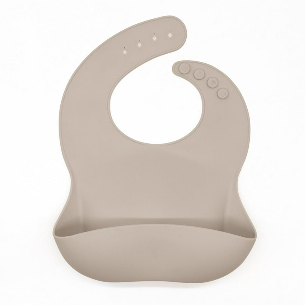 Beige Baby Silicone Bib Food Catcher Waterproof Adjustable Bib ...