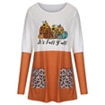 thumbnail image 4 of ICHUANYI Liquidación Moda Mujer Cuello Redondo Manga Larga Camiseta Impresión Blusa Suelta Bolsillos Tops ICHUANYI WER202308232351, 4 of 8