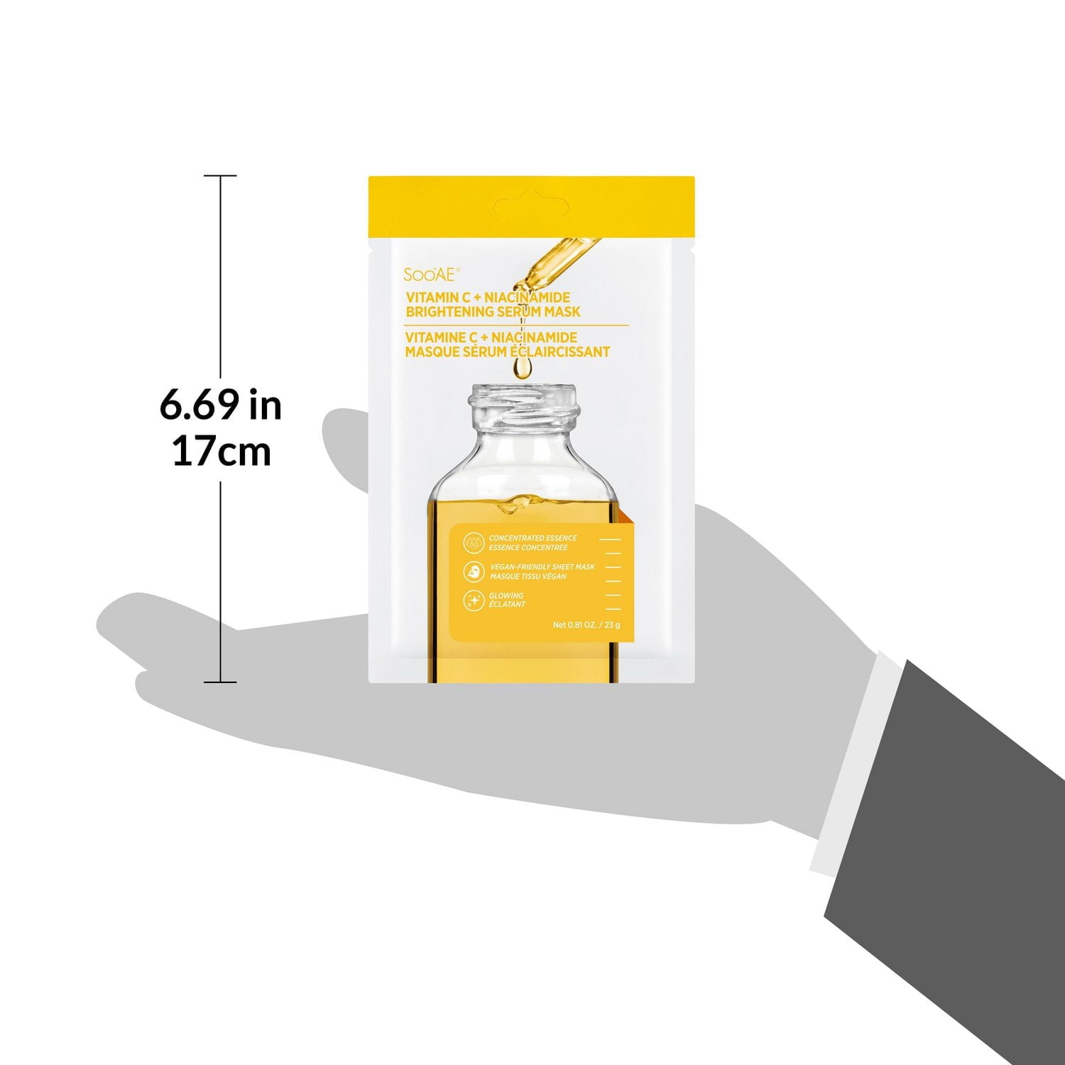 Soo'AE MASQUE SÉRUM ÉCLAIRCISSANT VITAMINE C + NIACINAMIDE Volume : 0,81 oz net. / 23 g
