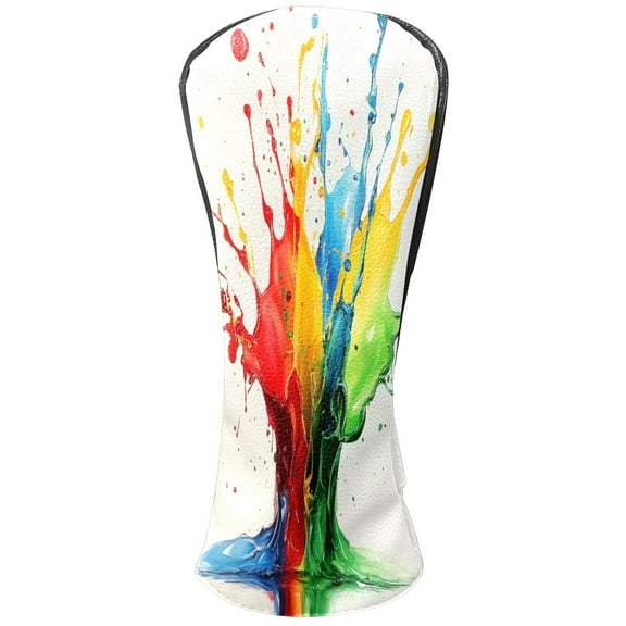 Golf Head Covers Pigment Tie-dye Design for Driver, Wood & Hybrid, Premium Waterproof PU Leather with Plush Lining, Unique Golf Gifts