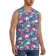 thumbnail image 2 of Balery Skull blue leaf Men's Sleeveless Muscle Shirts Workout Tank Top, Moisture Wicking, Odor Protection-X-Large, 2 of 8