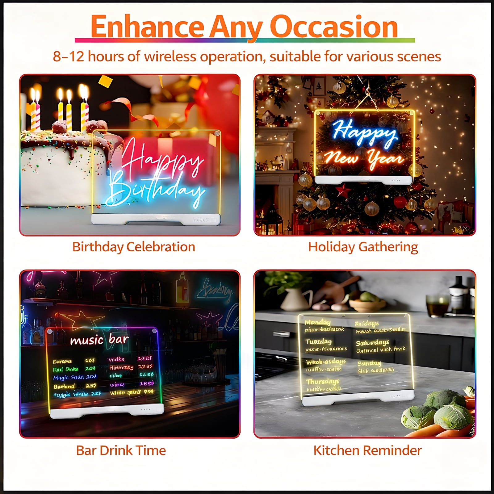 STARBIAO 16" LED Light-Up Drawing Board with 9 Adjustable Brightness Levels, Rechargeable Acrylic Message Board for Kids, 10 Color Modes, Complete Set, Gift