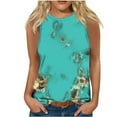 thumbnail image 4 of Black*Friday Deals Womens Clearance GaThRRgYP Womens Tank Tops Crewneck,Womens Summer Tops Sleeveless,Women's Casual Sleeveless Printed Round Neck Top Tank Top with Round Neck Tank Top Mint Green M, 4 of 7