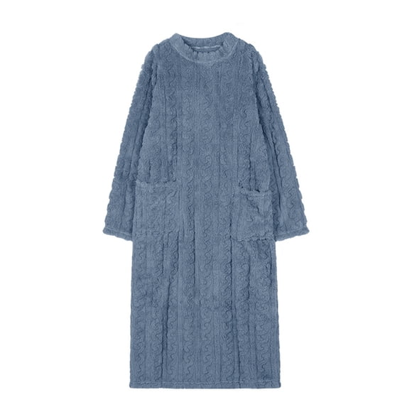 Minnieouse Manténgase acogedor y elegante, camisones de talla grande para mujer, pijamas cálidos de invierno para mujer, vestido Pijama azul XXL(140CM)