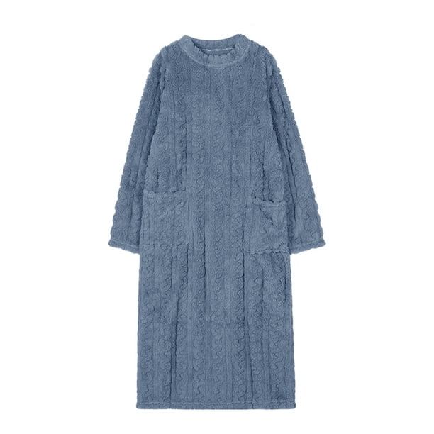 Minnieouse Vístete y mantente abrigado Colección de ropa de dormir cálida de invierno Pijamas para mujeres Camisones Mujer Tallas grandes Pijama azul XXL(140CM)