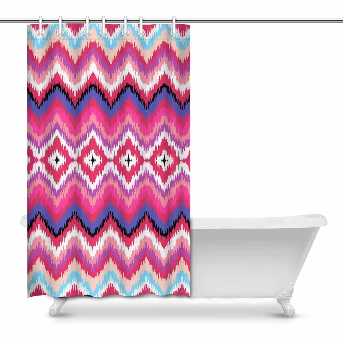 Pop Zigzag In Lilac Colors Art Bathroom Decor Shower Curtain 48x72