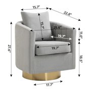 Swivel Barrel Accent Chair, Modern Sherpa Arm Chair with Waist Pillow for Living Room, Comfy Upholstered 360 Degree Swivel Club Chair for Bedroom, Grey