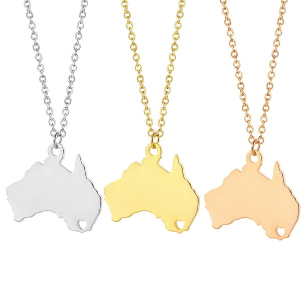 Becaristey Elegant Australia Map Necklace Hypoallergenic Non