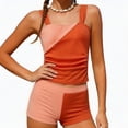 thumbnail image 2 of Girls Tankini Set Hawaiian Print Swim Pants Conservative Separate Swimsuit for Kids Beach Sand Orange, 2 of 4