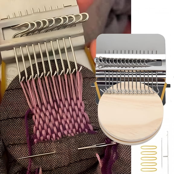 TUWAFE 2026 New Small Loom Speedweve Type Weave Tool,Darning Loom Quickly Mini Mending Convenient Darning Loom for Mending Clothes Loom Machine Makes Beautiful Stitching Diy Weaving Arts(14 Hooks)