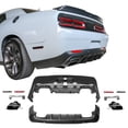 thumbnail image 3 of Ikon Motorsports Compatible with 2008-2014 Dodge Challenger 2015+ SRT Hellcat Style Rear Bumper Cover Conversion + Front Bumper Cover Conversion + IKON V3 Style Matte Black Rear Bumper Diffuser PP, 3 of 9