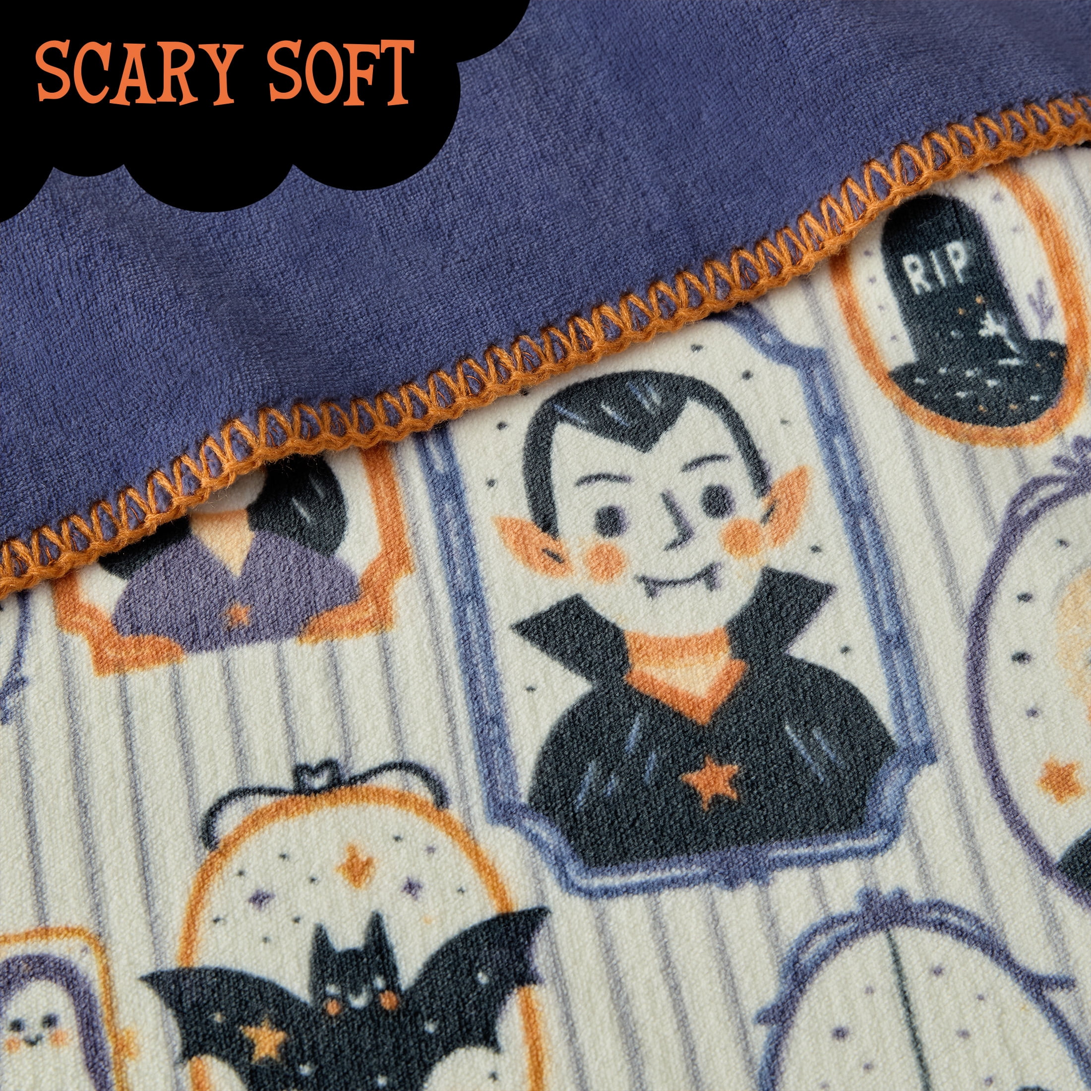Boo-tique Halloween Soft Fleece Oversized Couch Throw Blanket, Spooky Portraits, Grey, 50 x 72 in