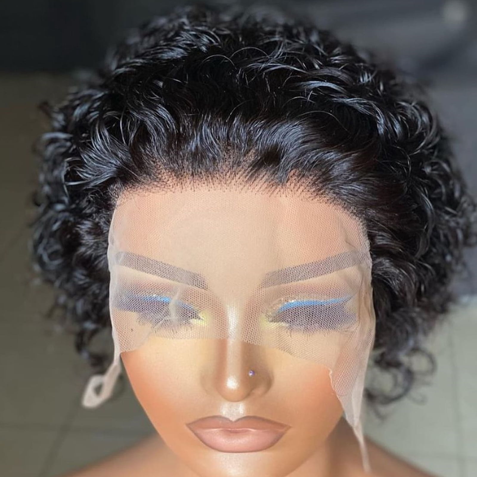 Short Curly Pixie Cut Wig 13X1 Lace Front Human Hair Wigs for Women Bob Wigs Suncolor Hair Pelucas Cortas Rizadas