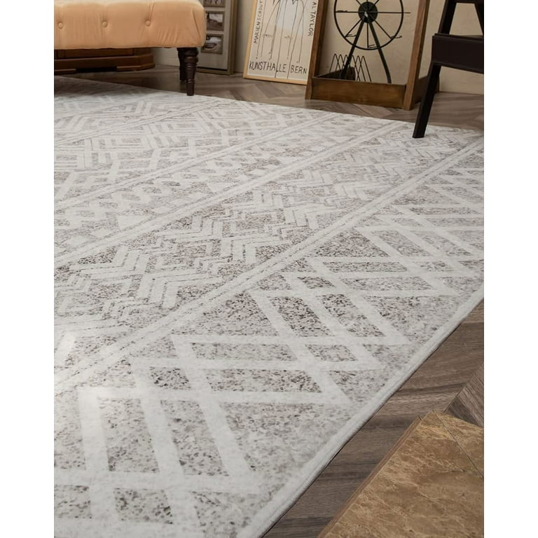 MontVoo 5'x7' Area Rugs for Living Room Washable Rugs Boho Large Area Rug Modern Geometric Neutral Carpet and Area Rugs for Home Decor Foldable Non