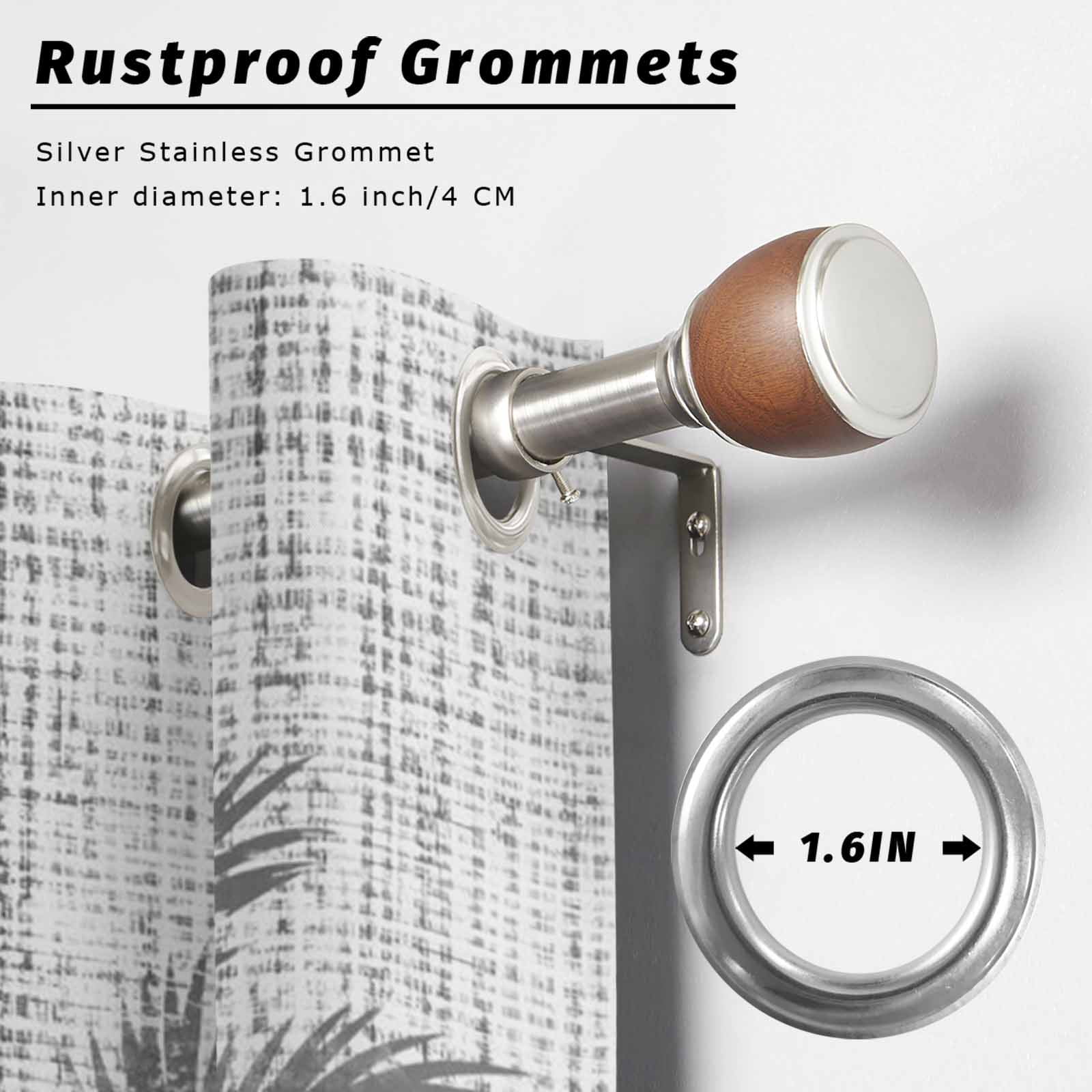 Gray Palm Tree Outdoor Curtains for Patio, Country Linen Texture Tropical Plant Vintage Sunshade Privacy Drapes Grommet Waterproof Outside Curtains for Porch/Cabana/Balcony 54"x 108", 1 Panel