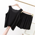 thumbnail image 4 of ylioge Short Pajama Sets for Women 2 Piece Lightweight Solid Color Sleeveless Tank Tops Wide Leg Shorts Breathable Sleepwear Homewear Pajamas Outfits, 4 of 5