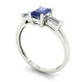 thumbnail image 2 of 0.8 ctw 3 Stone Anniversary Ring for Women | Emerald Cut Simulated Tanzanite | Hyperallergenic Solid 14K White Gold, 2 of 5