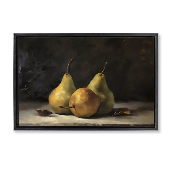 Stupell Industries Transitional Three Pears on Marble Black Floating Frame Canvas Art, 25 x 17, by Creative Studio