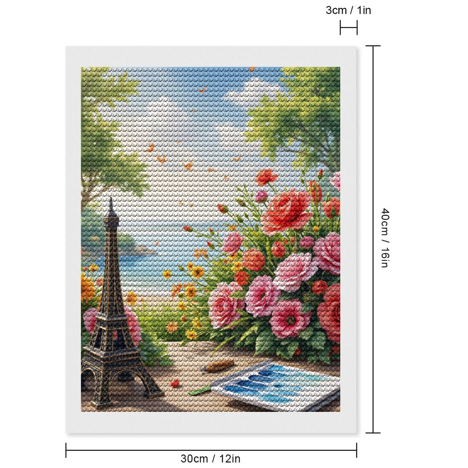 Diamond Art Kits for Adults, Roses Seaside Art Miniature Eiffel 5D Diamond Painting Kits for Adults Beginners, DIY Full Drill Diamond Painting, Gem Art and Crafts 12x16