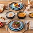 thumbnail image 4 of Malacasa Dinnerware Sets for 4, 12 Pcs Stoneware Plates and Bowls Set, Reactive Glaze Dish Set, Microwave & Dishwasher Safe, Blue, 4 of 13