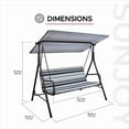 thumbnail image 5 of Made in Italy SUNJOY Outdoor Porch Swing, 2 Seat Patio Metal Porch Swing Seats with Canopy, 5 of 11