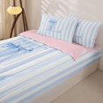 thumbnail image 3 of Manfei Blue Ribbon Bow Tie Zipper Full Size Comforter Sets with Fitted Sheet and 2 Pillowcases,Alphabet L Pattern Zipper Bedding Set,Pink Reversible,4pcs, 3 of 7
